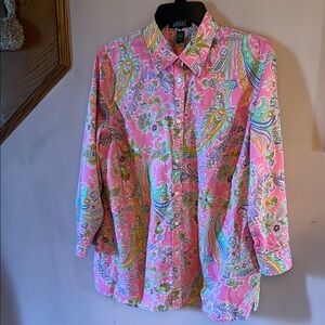 Lauren Ralph Lauren Pink Paisley Button-Up Shirt
